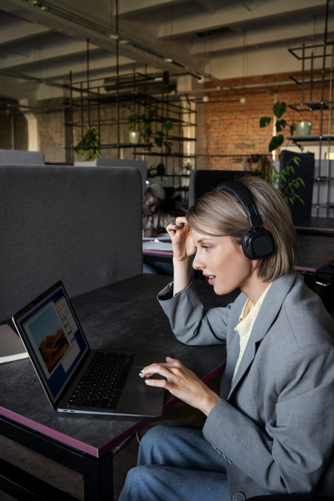 side-view-woman-working-laptop image